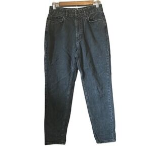 Black Wash High Waisted Tapered Leg Denim Jeans Classic Casual‎ Everyday Style